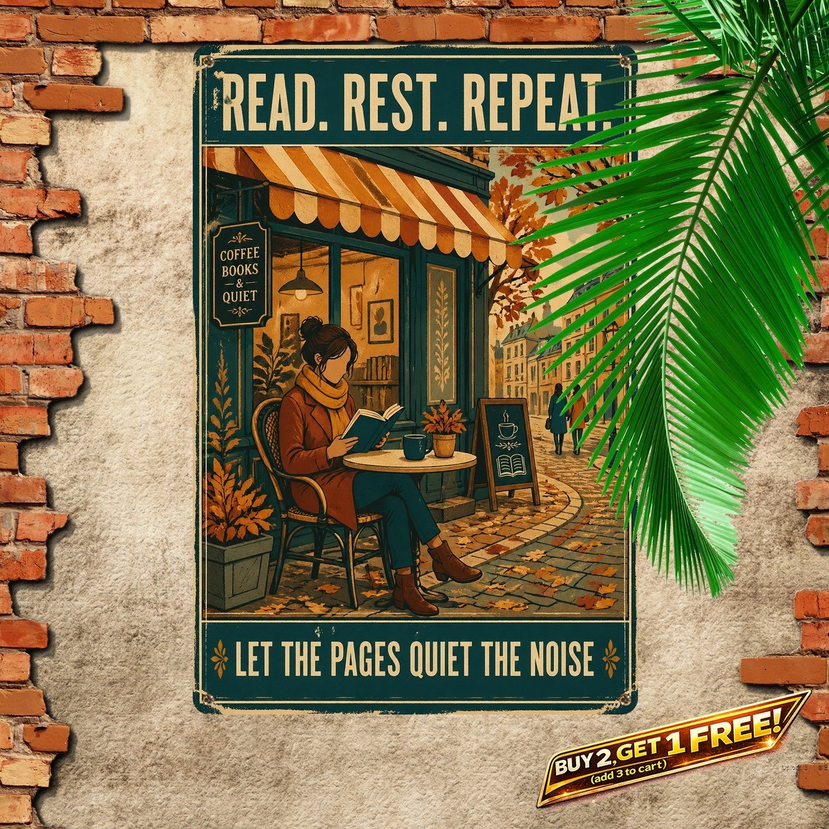 Book A Day Keeps Reality Away Tin Sign Reading Room Decor
