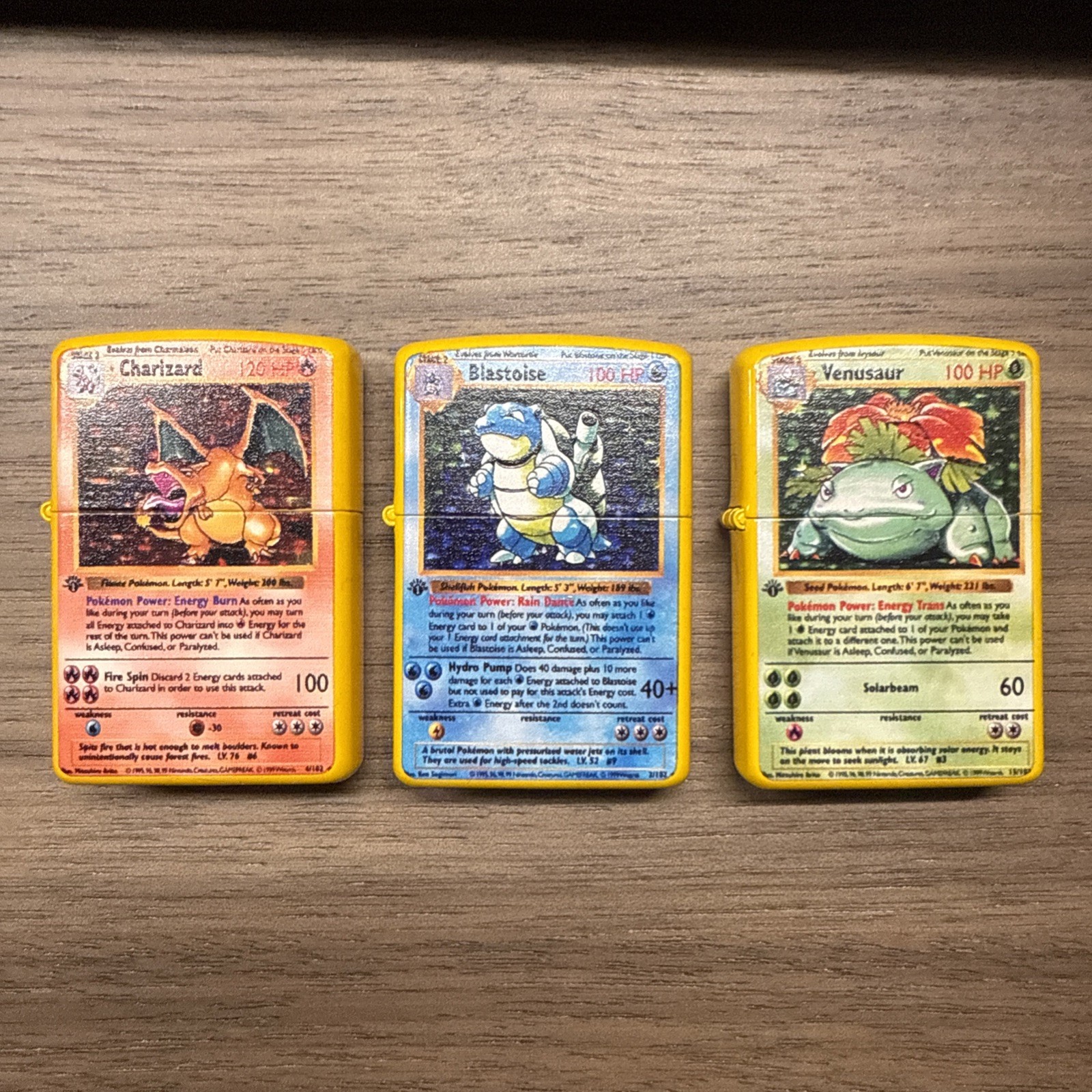 Charizard, Blastoise & Venusaur Lighter Set | 3pc Windproof Refillable Bundle