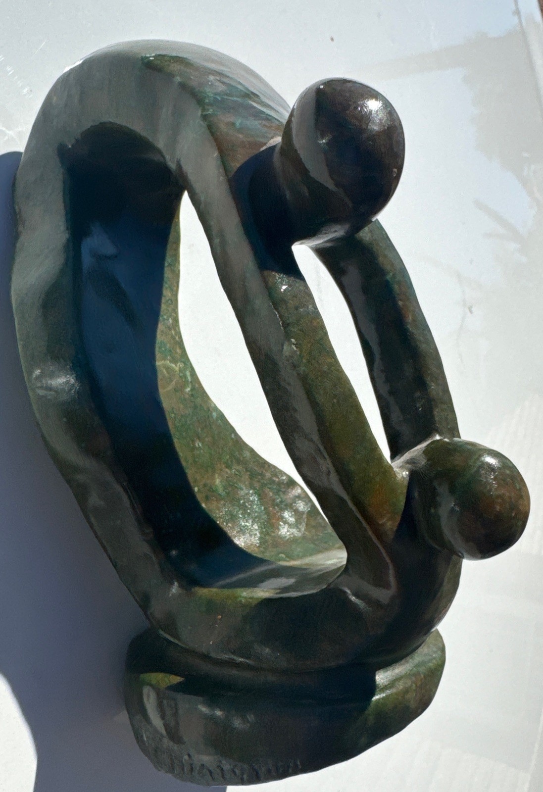 Vintage Shona Green Verdite Stone Sculpture Zimbabwe Signed Mi Chimar