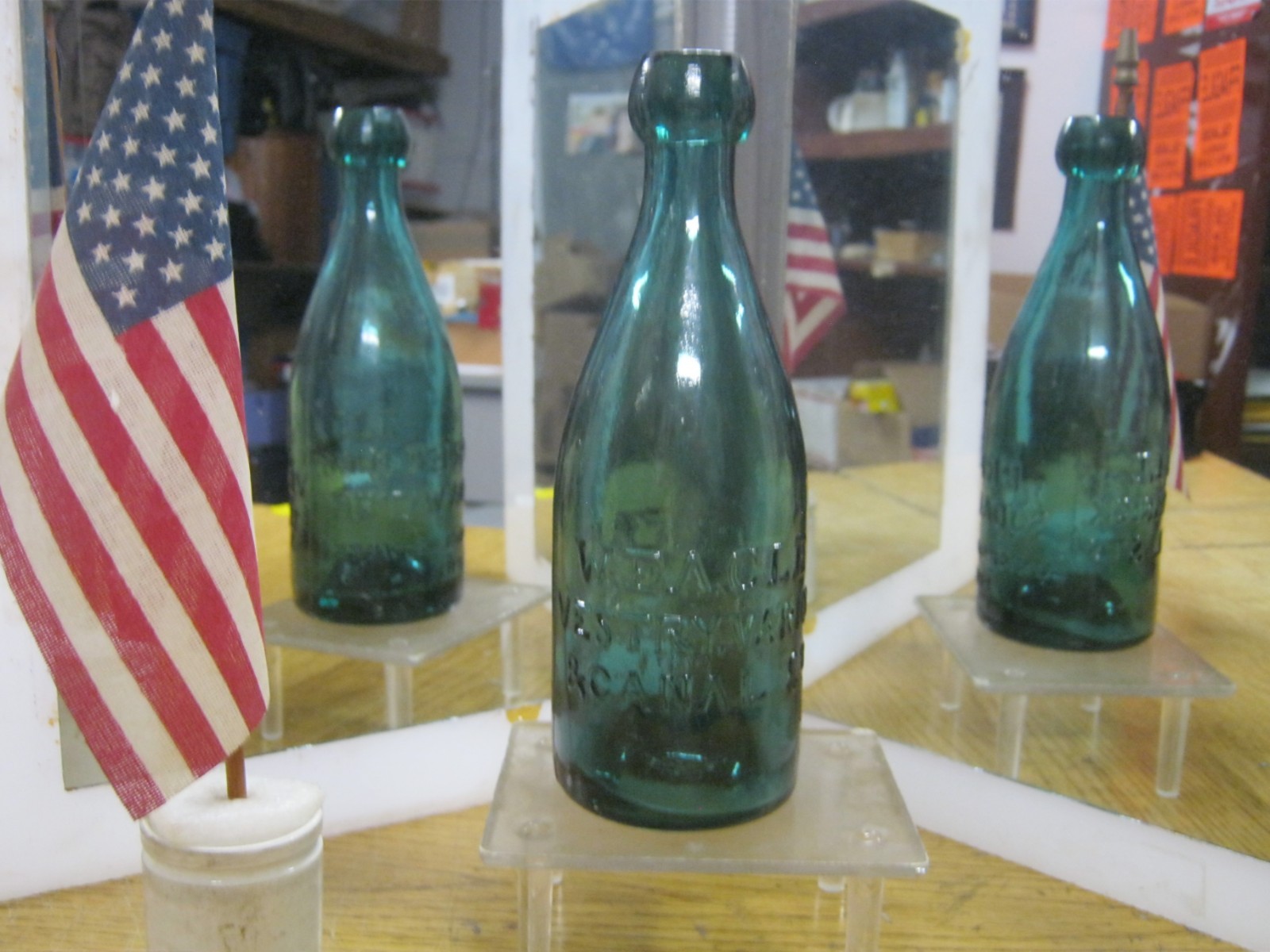 *W. EAGLE* 1850'S~IRON PONTIL~BLUE GREEN~BLOB LIP SODAWATER~UNION GL. WORKS PHIL