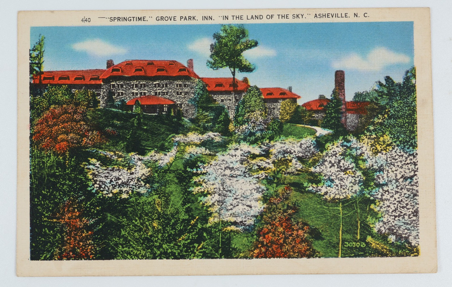 Vintage Grove Park Inn Springtime Asheville NC North Carolina Hotel Postcard