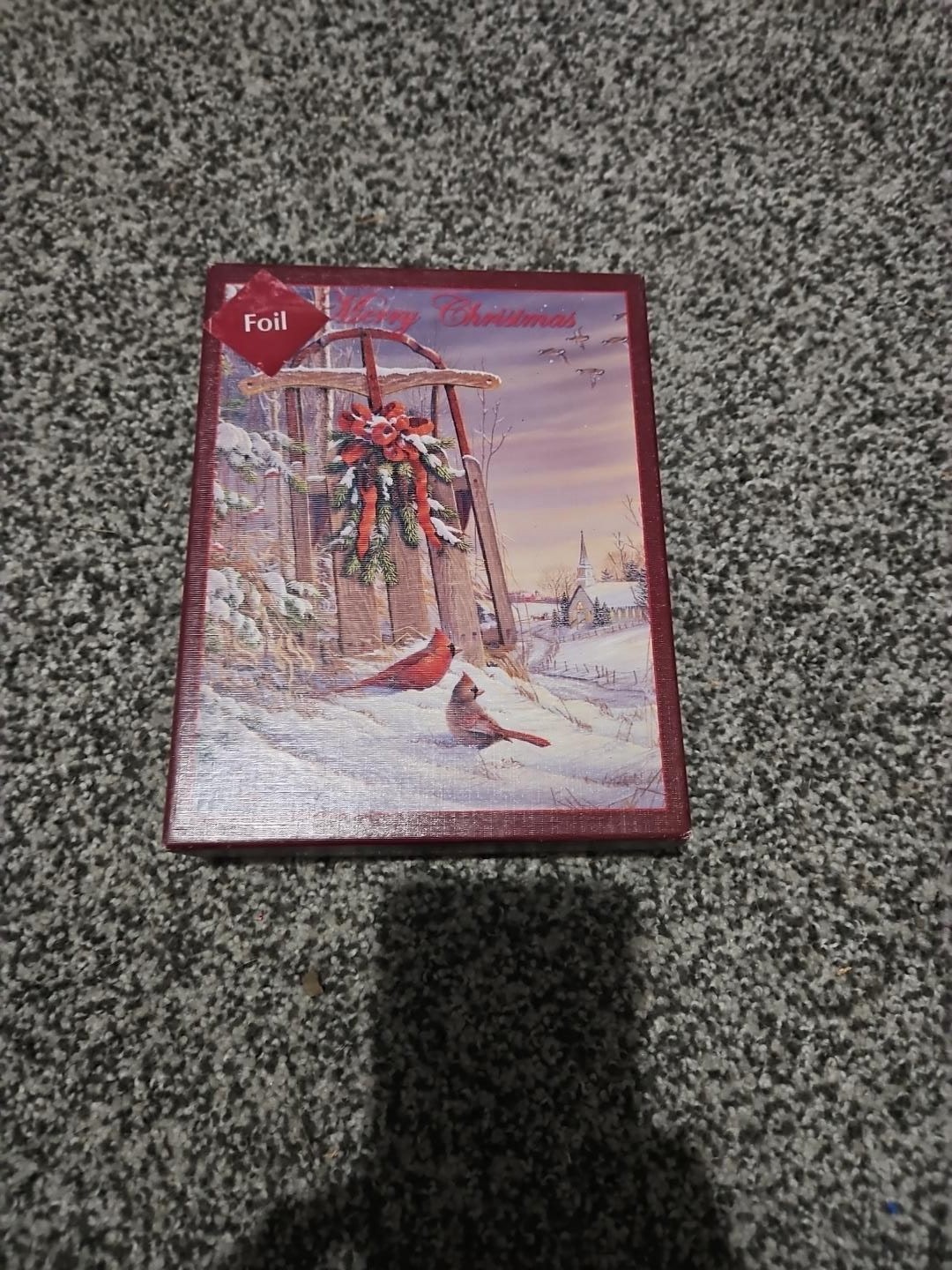 Traditional Christmas Cards Winter Cardinal And Sled Design 2 Boxes