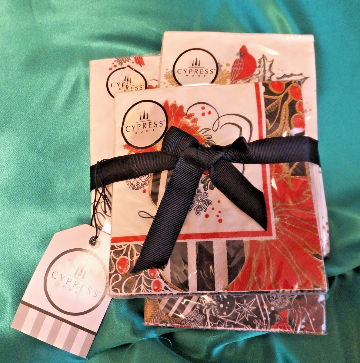 3 pkgs. Cypress Home Christmas  Napkins-Hostess Set- New Sealed