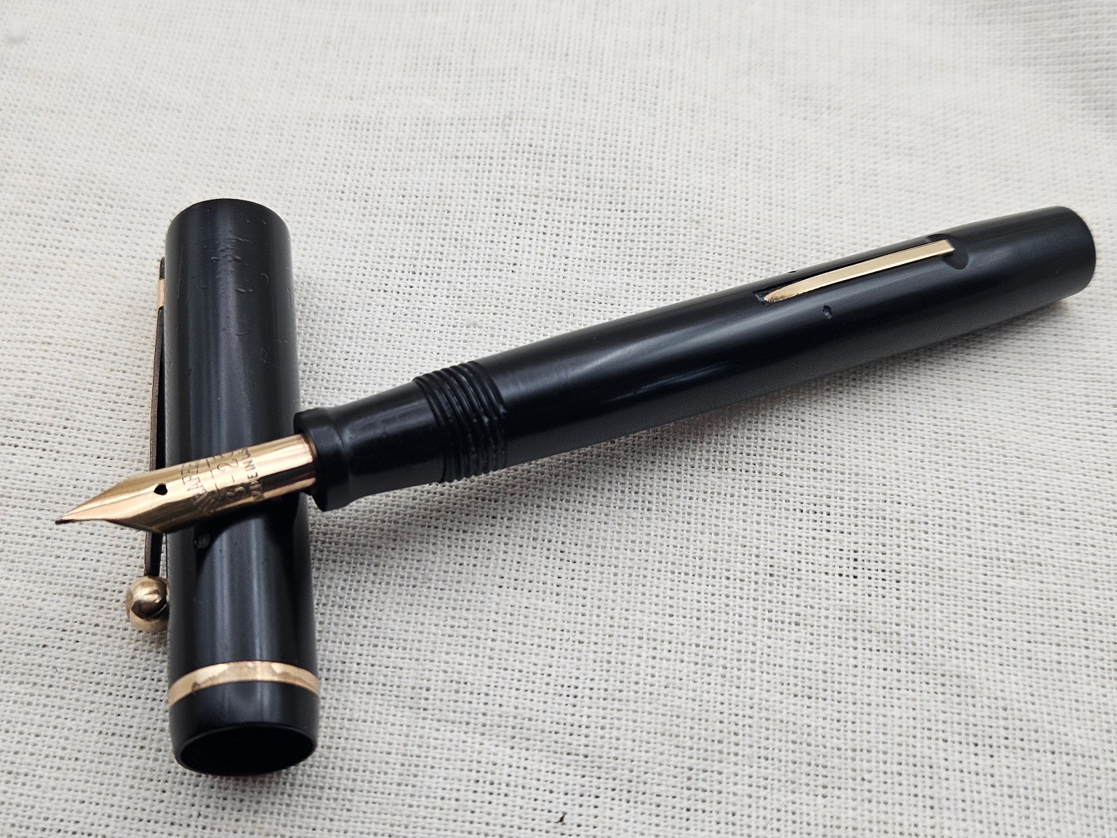 Restored 1920s Sheaffer 3-25 Flat Top Fountain Pen Black 14K Gold Fine Rigid Nib