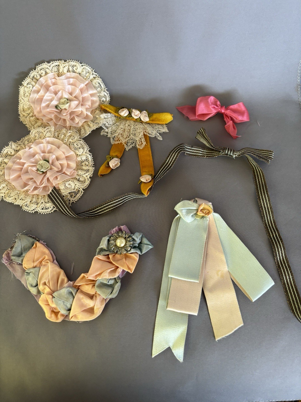 Antique Ribbonwork bows rosettes trim