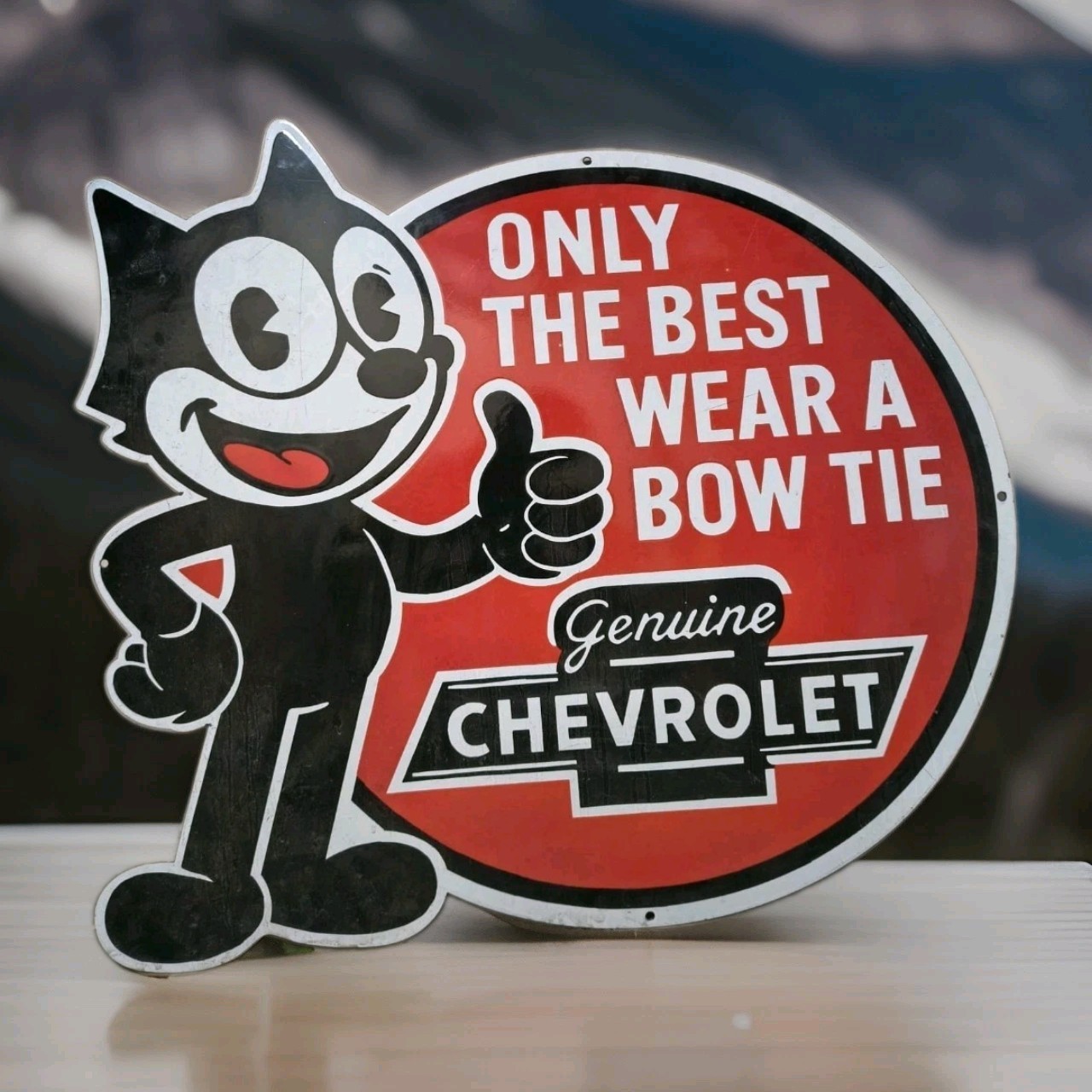 VINTAGE FELIX THE CAT CHEVROLET PORCELAIN SIGN CAMARO SILVERADO PONTIAC 36\