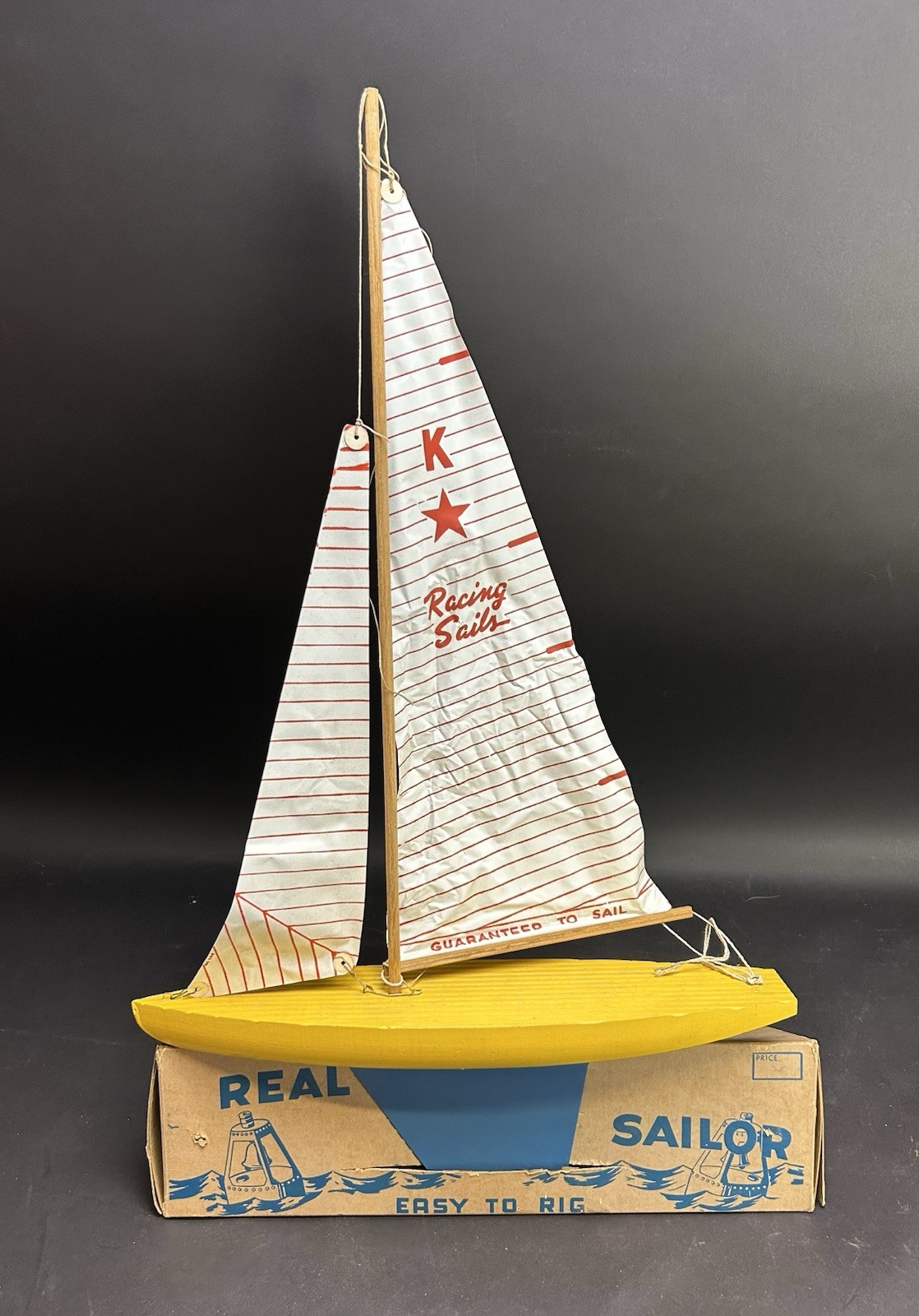 Vintage Keystone Wood Toys Racing Sailboat Pond Yacht Model 624