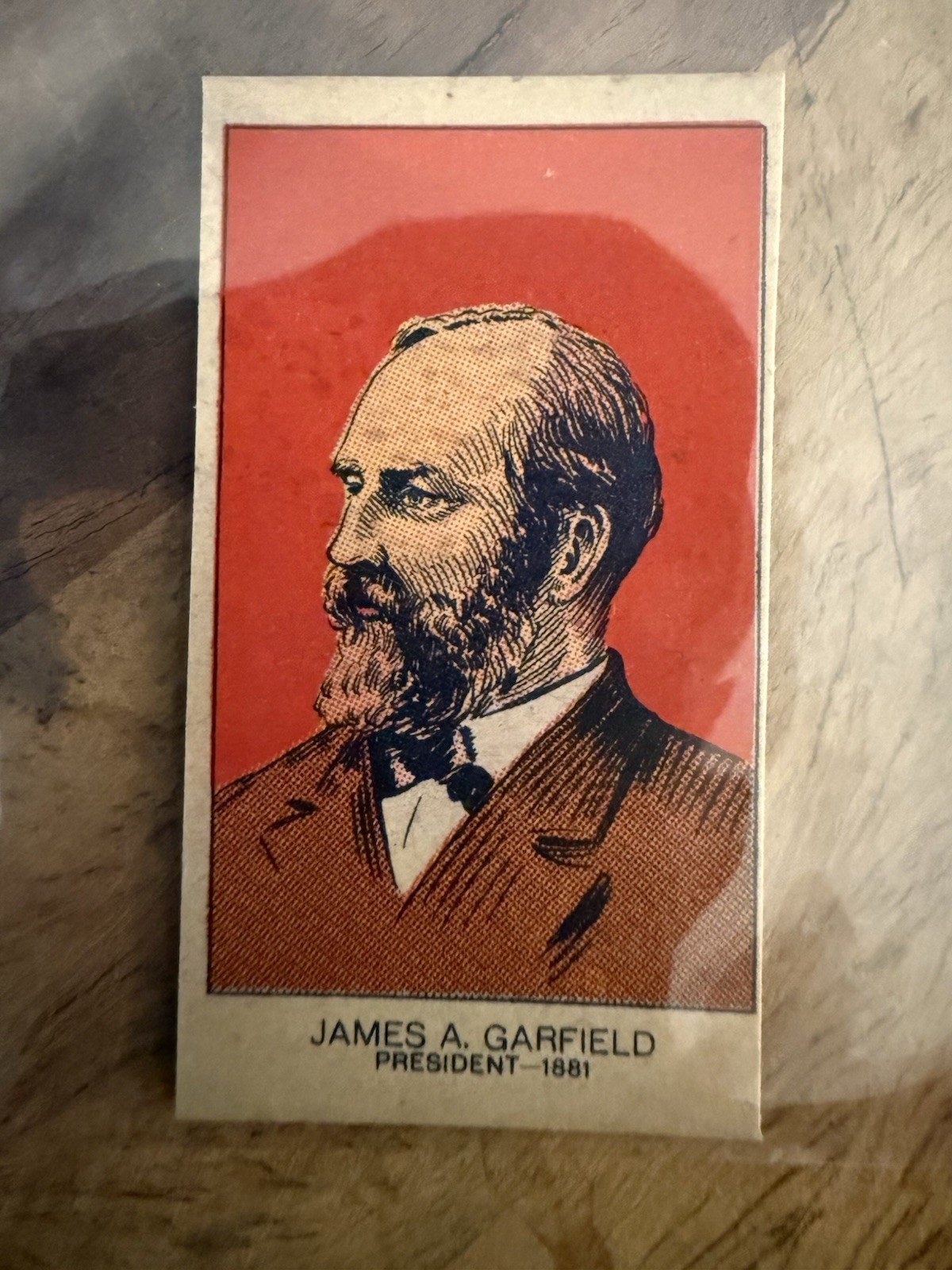 1924 W562 President Panel Strip Card James A Garfield Red Background Rare