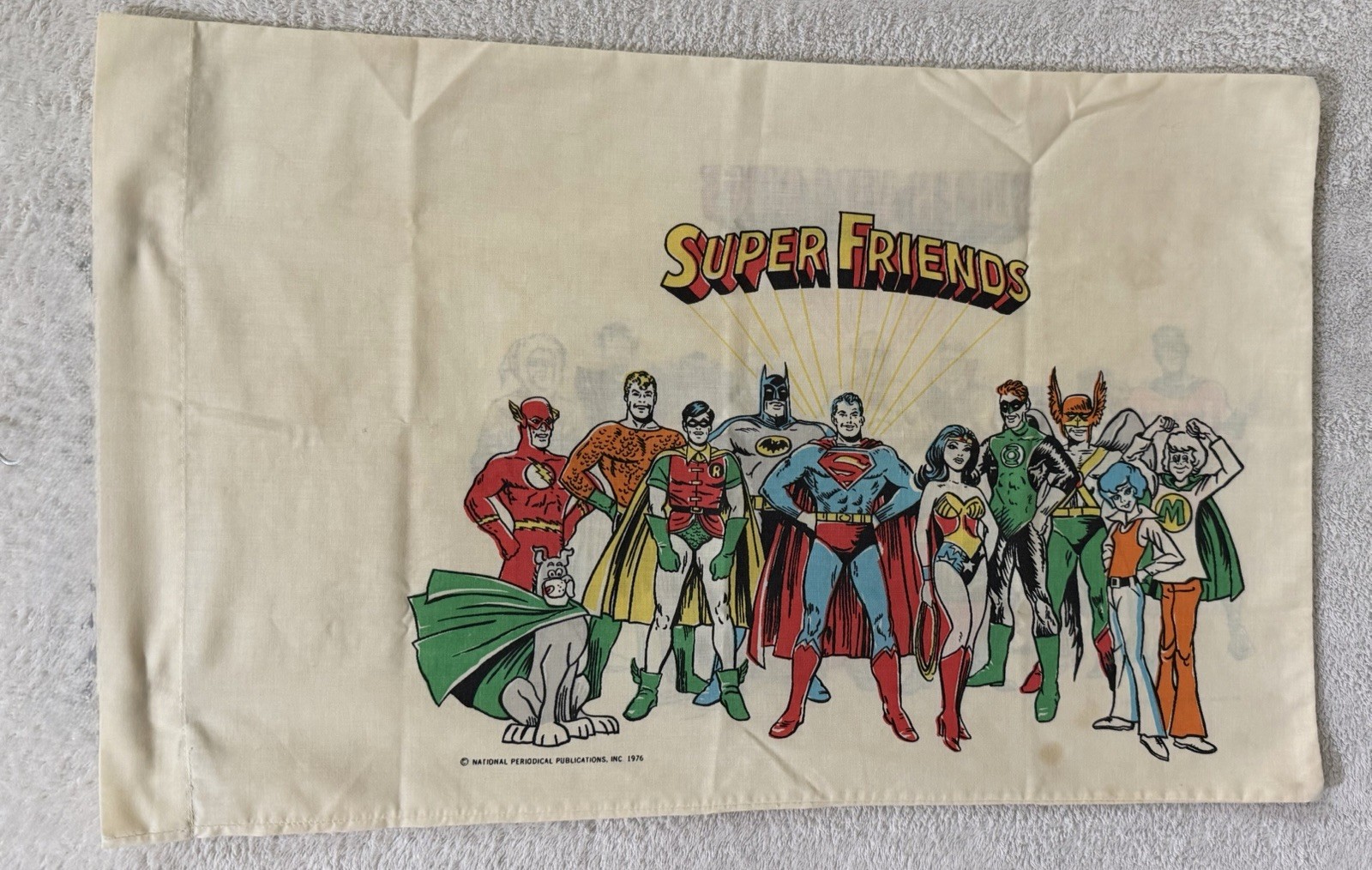 Vintage 1976 Super Friends Pillow Case Super Villains Artwork Kids