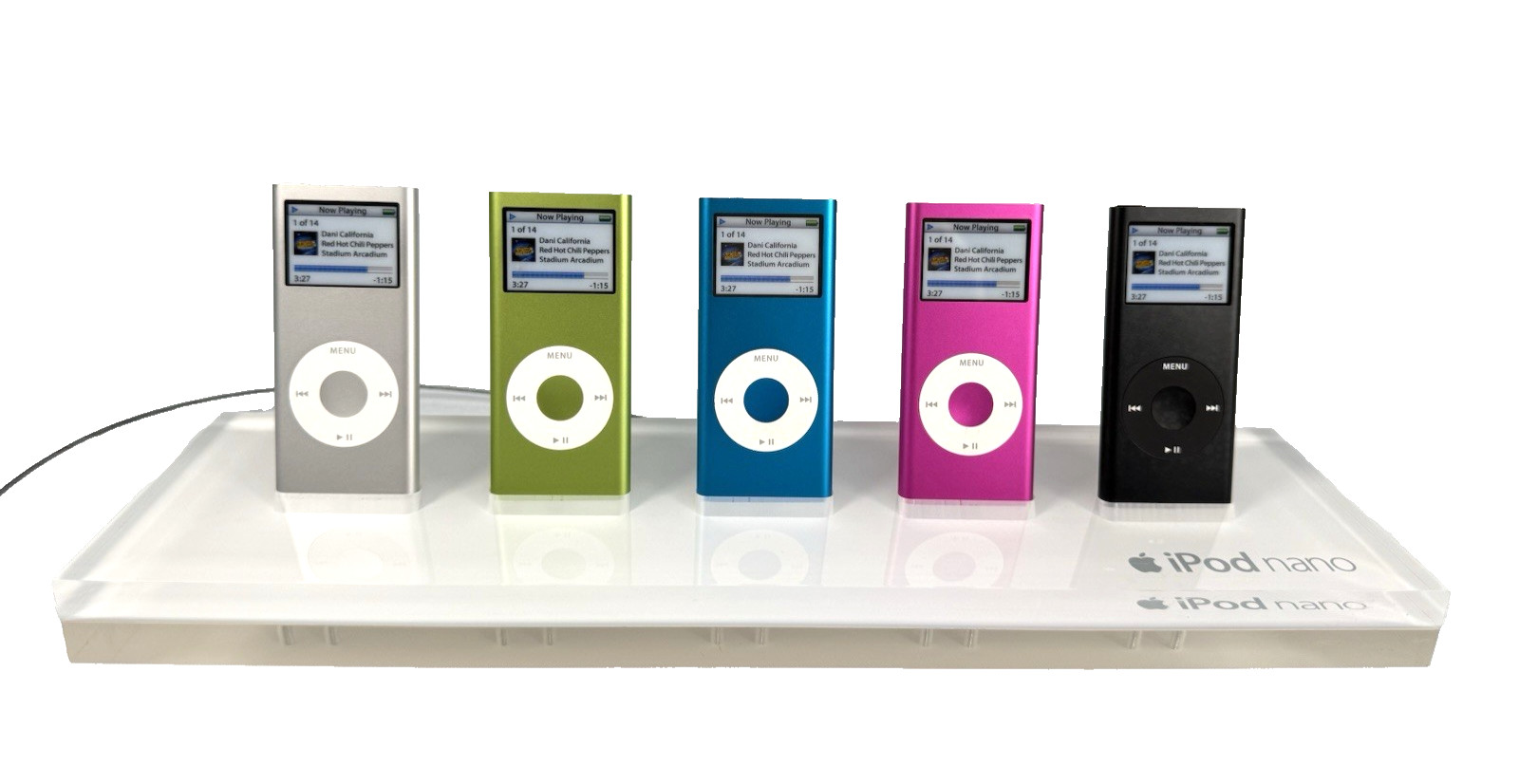 Apple Store Display iPod Nano 2nd Gen 5-Unit Acrylic Tray Dummy Set 2006 Vintage