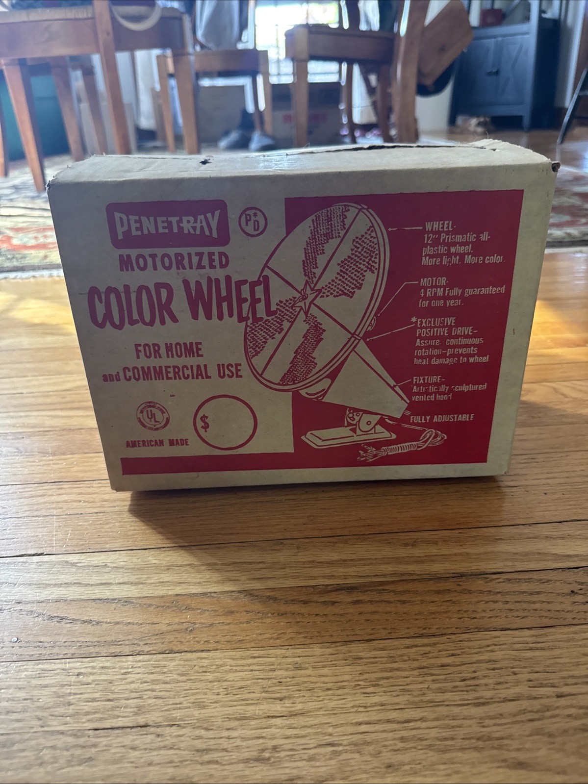 NOS VTG Penetray Motorized Color Wheel Aluminum Christmas Tree Light
