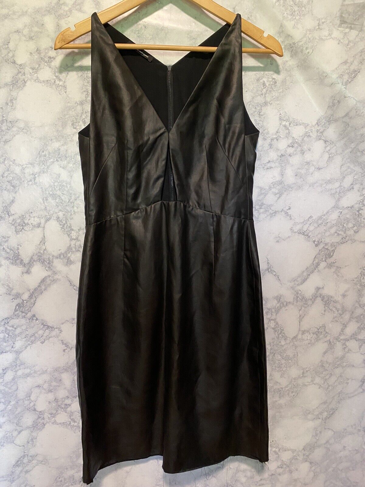 Narciso Rodriguez  Black Cocktail Dress Original Sample Leather Look Womens SZ ?