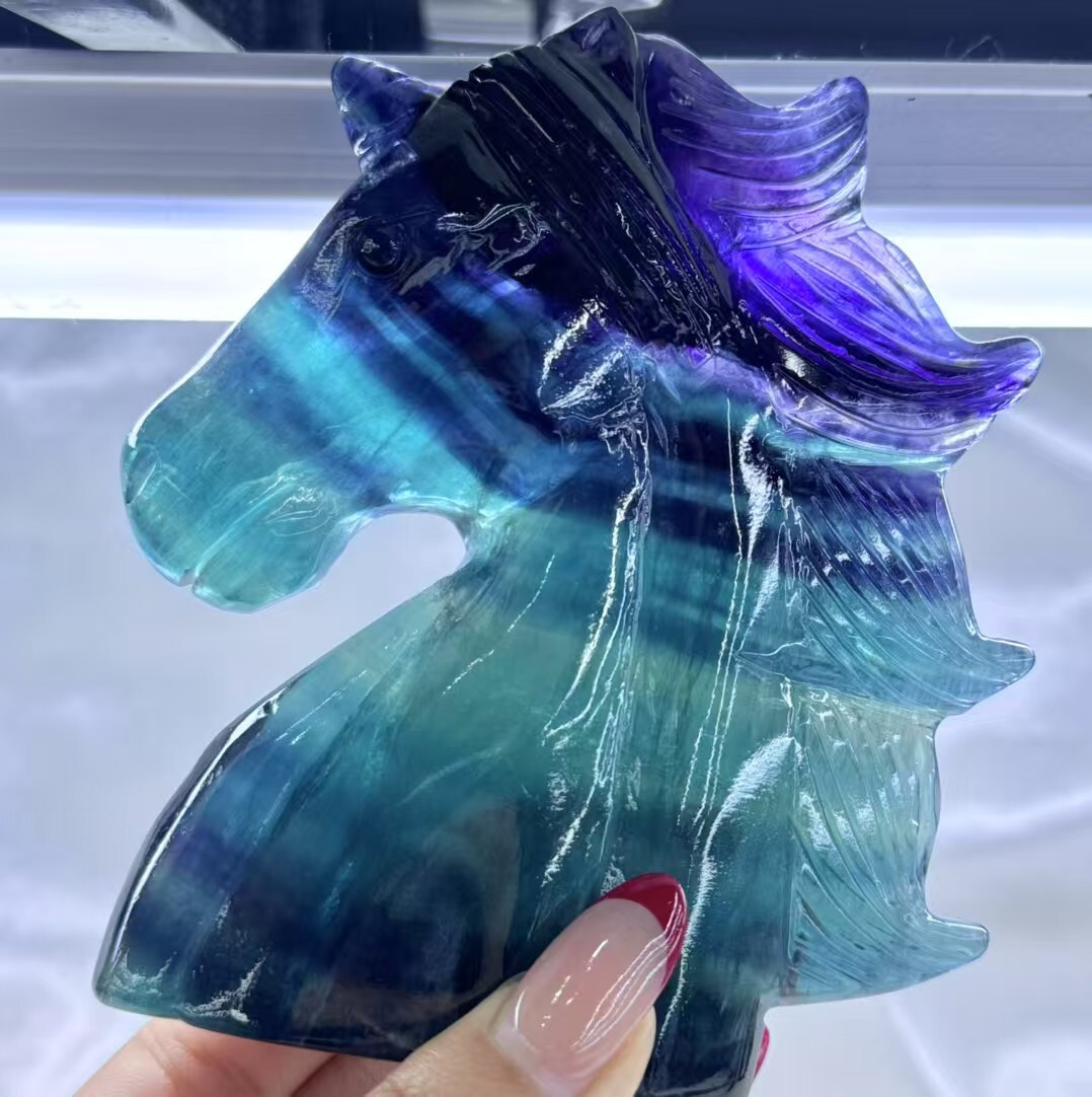 1PC Natural fluorite carved unicorn Skull quartz crystal reiki healing Gem Gift 1PC Natural fluorite carved unicorn Skull quartz crystal reiki healing Gem Gift