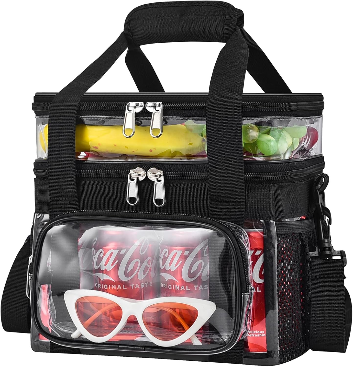 Clear Lunch Bag - Large Clear Lunch Bag for Work Double-Deck Reusable Lunch 