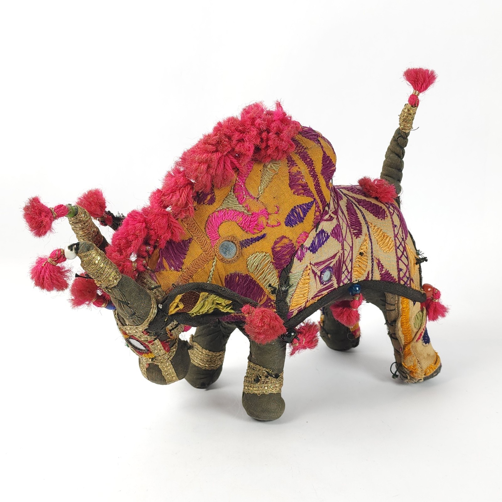 Vintage Handcrafted Rajasthani India Folk Art Stuffed Bull Steer Cow READ ALL