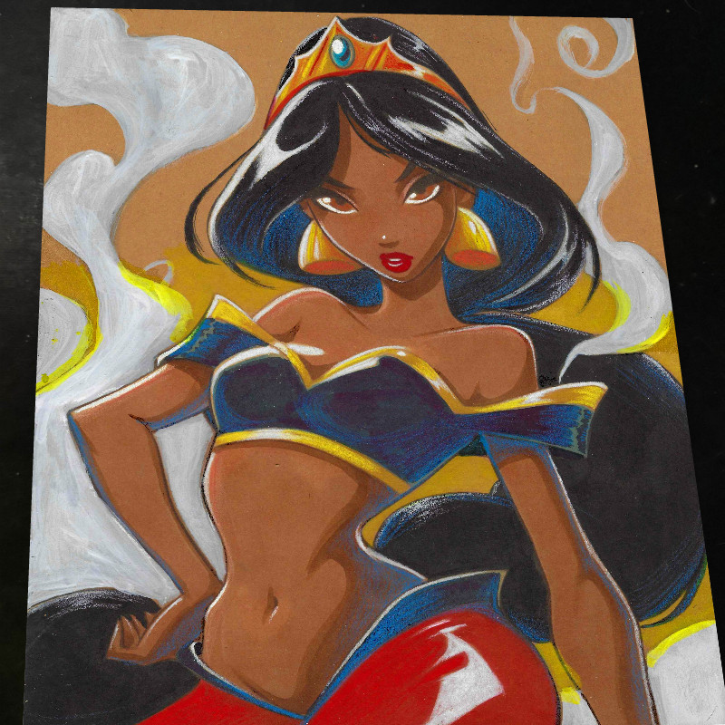 Princess Jasmine Art Print Signed 8.5x11 | Art by Keyeske