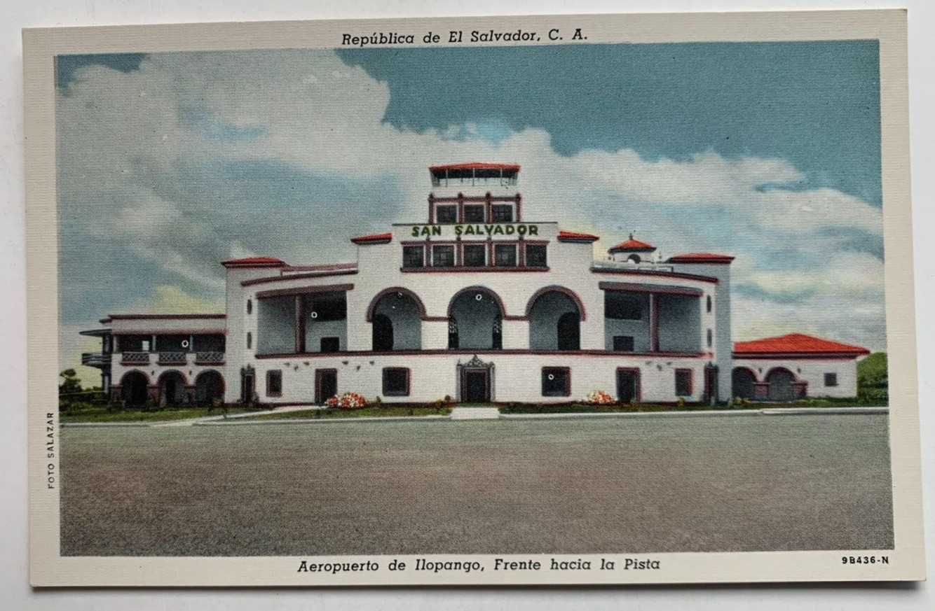 El Salvador Postcard San Salvador Ilopango Airport vintage terminal building
