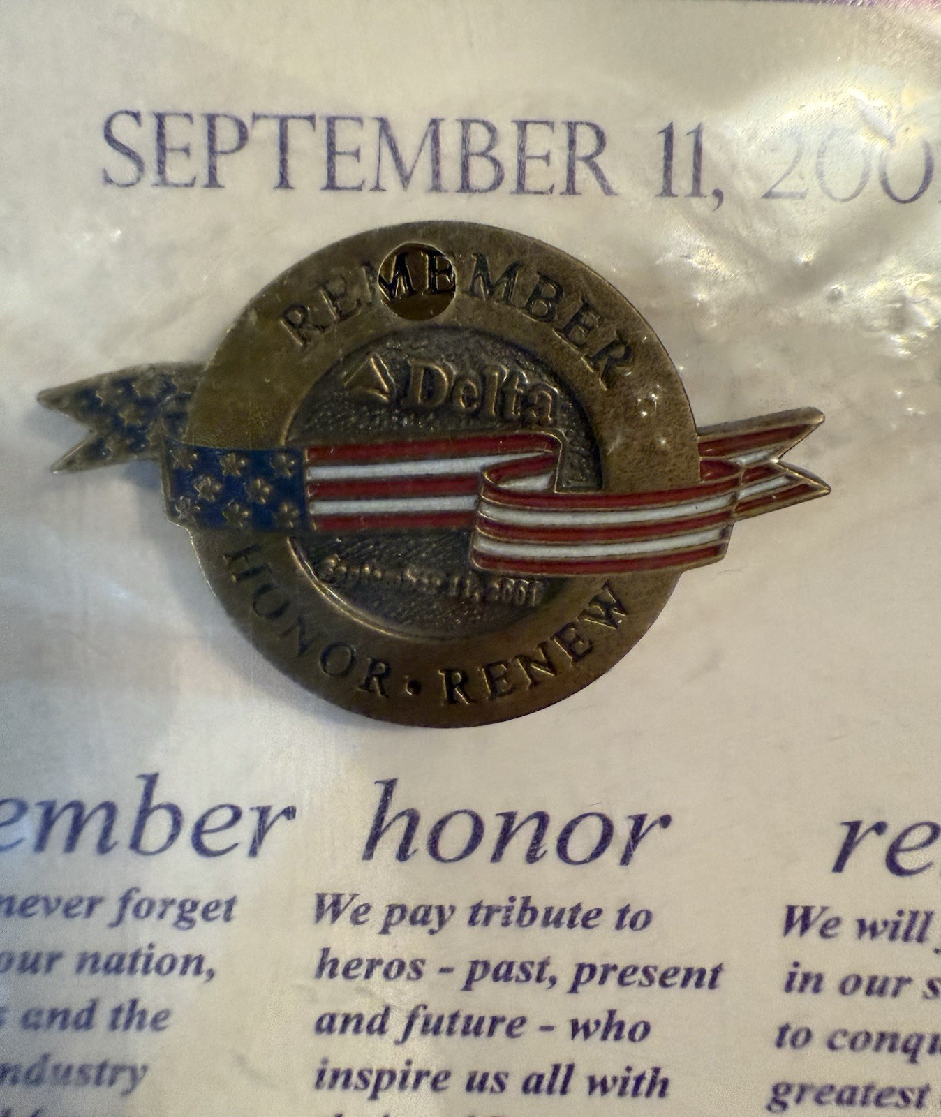 Delta Air Lines 911 Medal Vintage