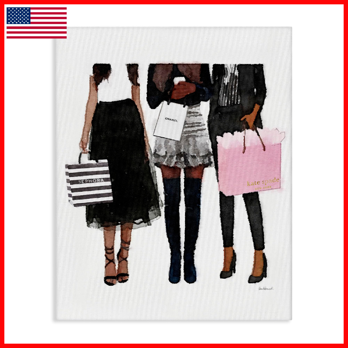 Stupell Industries Fashion Models Brands Glam Watercolor Designed By Amanda