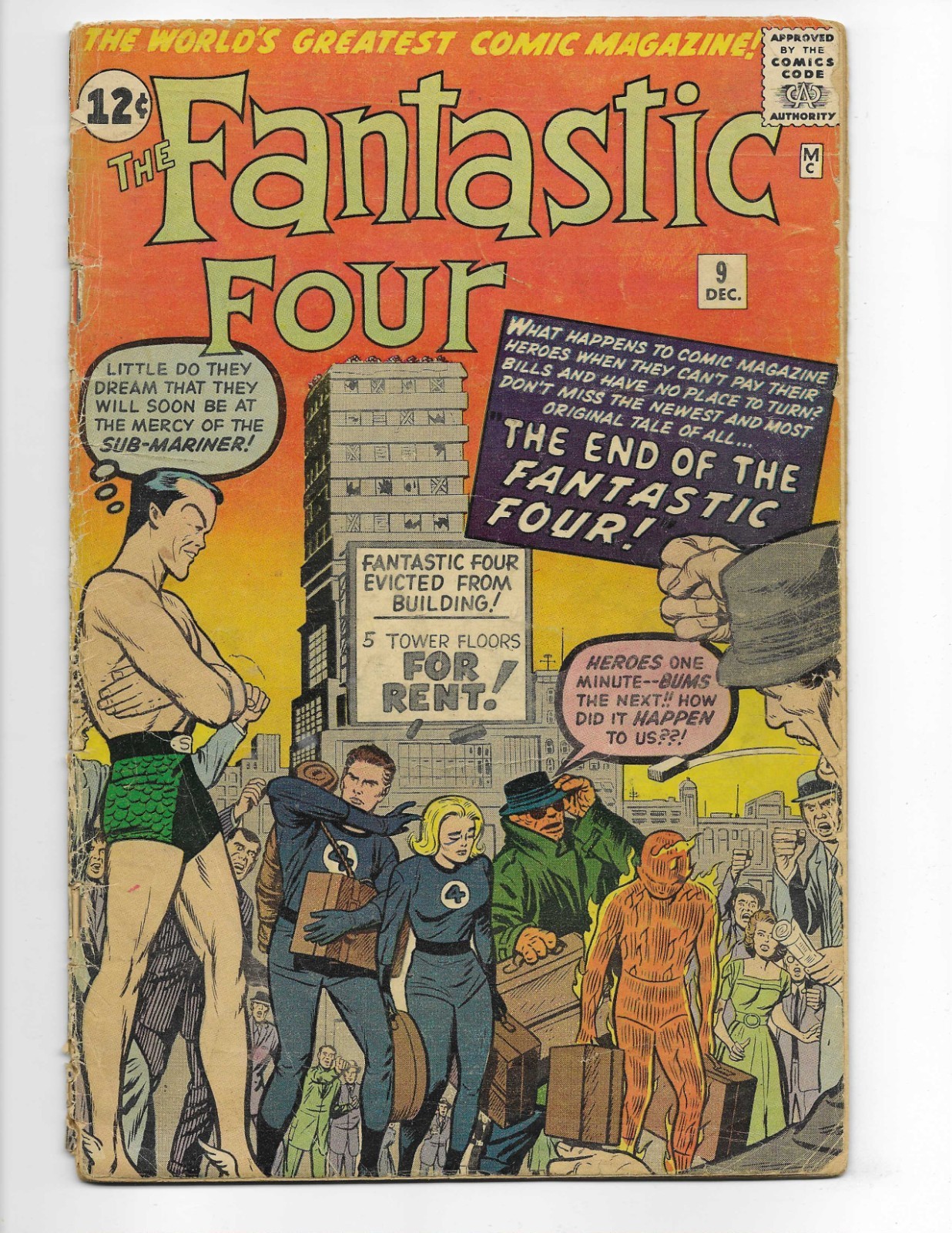 Fantastic Four 9 1962 Marvel Comics FrG 1.5 3rd App SA Sub-Mariner Mr. Fantastic