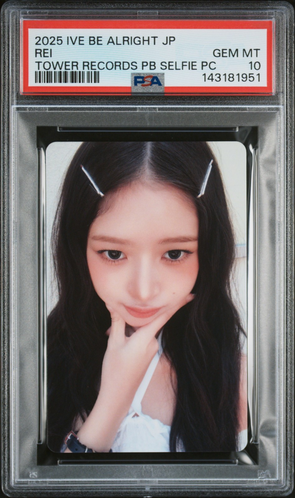 2025 IVE REI • PSA 10 • BE ALRIGHT Tower Records Japan POB Selfie Photocard