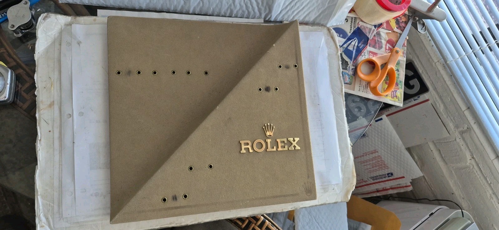 Vintage Rolex Dealer Window/Wall/Counter Display Board/Sign. 11-3/4 X 12
