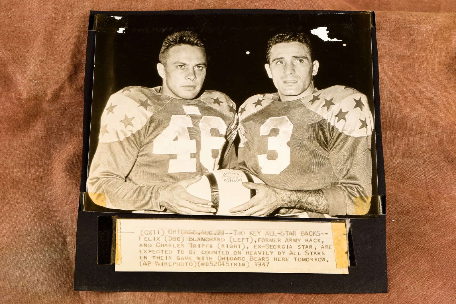 Doc Blanchard & Charles Trippi All-Stars Chicago IL 7½x7¾ 1947 AP Wire Photo HOF