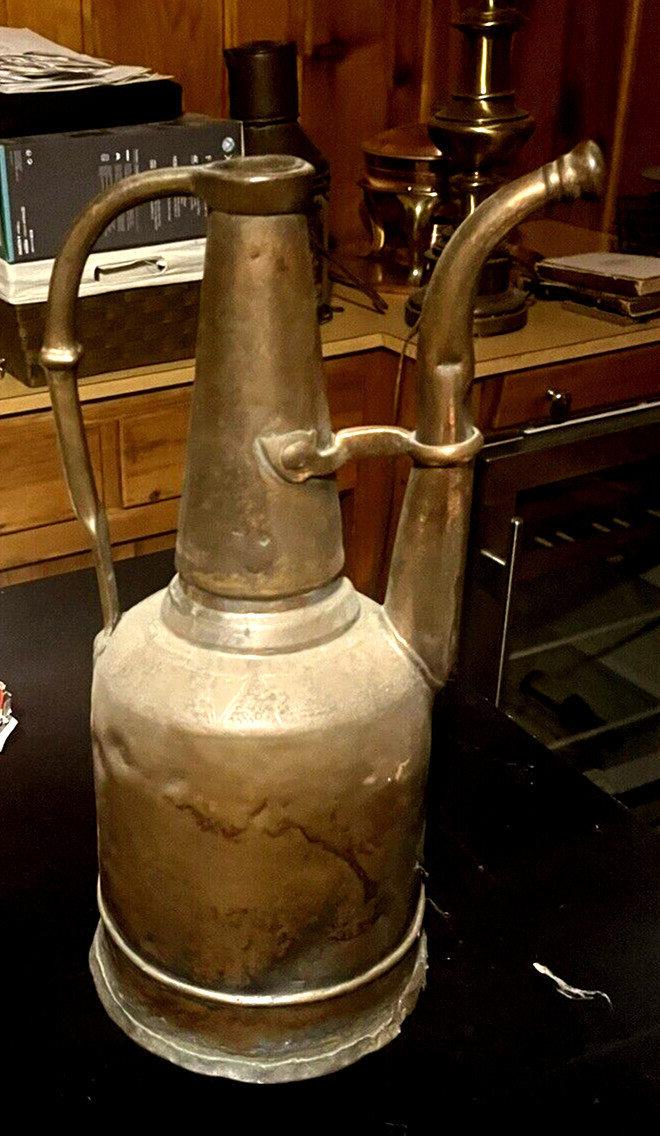 Vintage Antique 19th Century Syrian Copper Ewer Pitcher. Handmade. A rare find￼