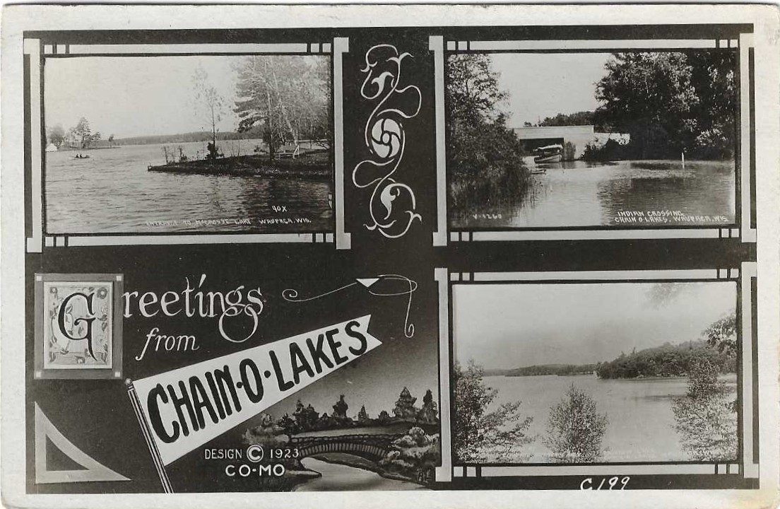 RPPC Chain O\' Lakes Wisconsin Multi View Real Photo Postcard 1923