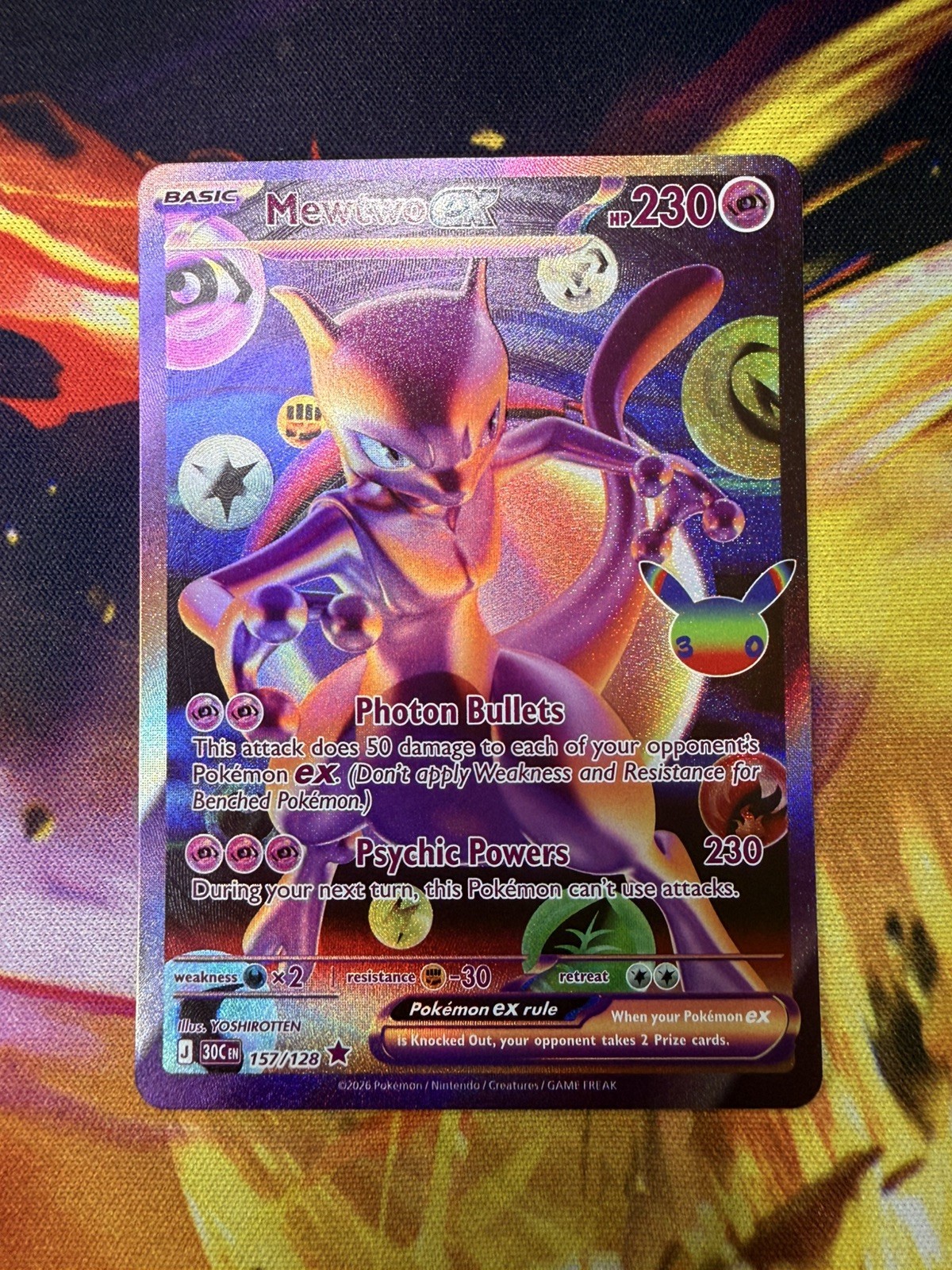 Pokémon 30th anniversary Mewtwo ex 157/128 Future Rare Holo English 2026 - NM Pokémon 30th anniversary Mewtwo ex 157/128 Future Rare Holo English 2026 - NM