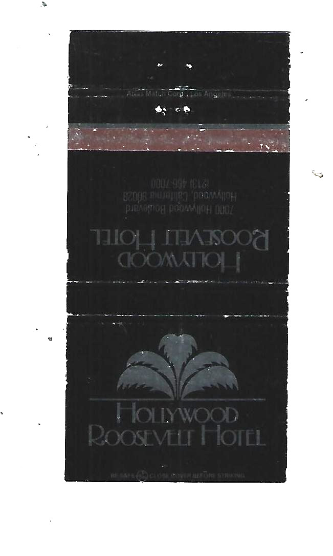 Hollywood Roosevelt Hotel   Matchcover Hollywood, CA