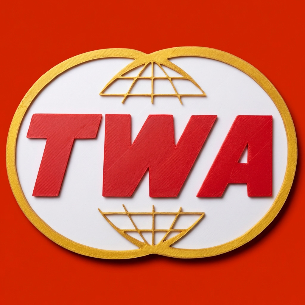 TWA Retro Logo 3D Wall Sign – Trans World Airlines Vintage Style Aviation Decor