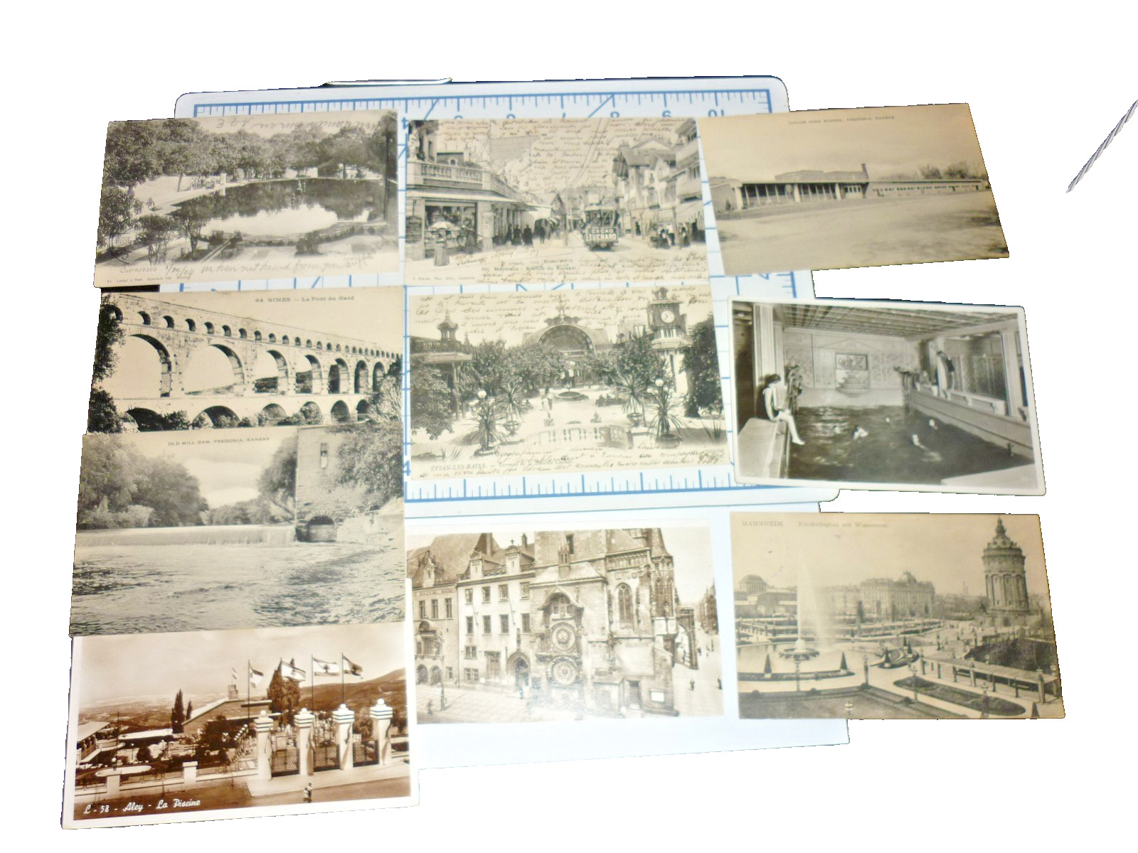 Antique Postcard Lot 9pc Mexico 1904 Montreux Swiss Lebanon RPPC Pont du Gard