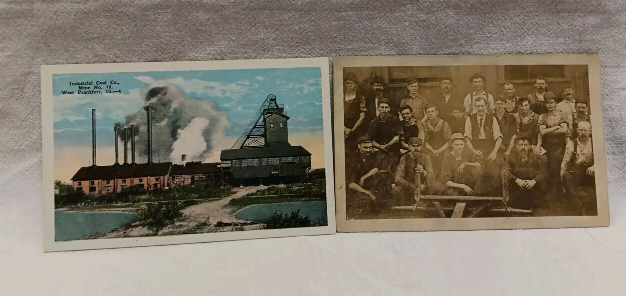 West Frankfort,IL RPPC Miners(1907-1915) and Mine 9. (1915-1930)Good+ Condition 