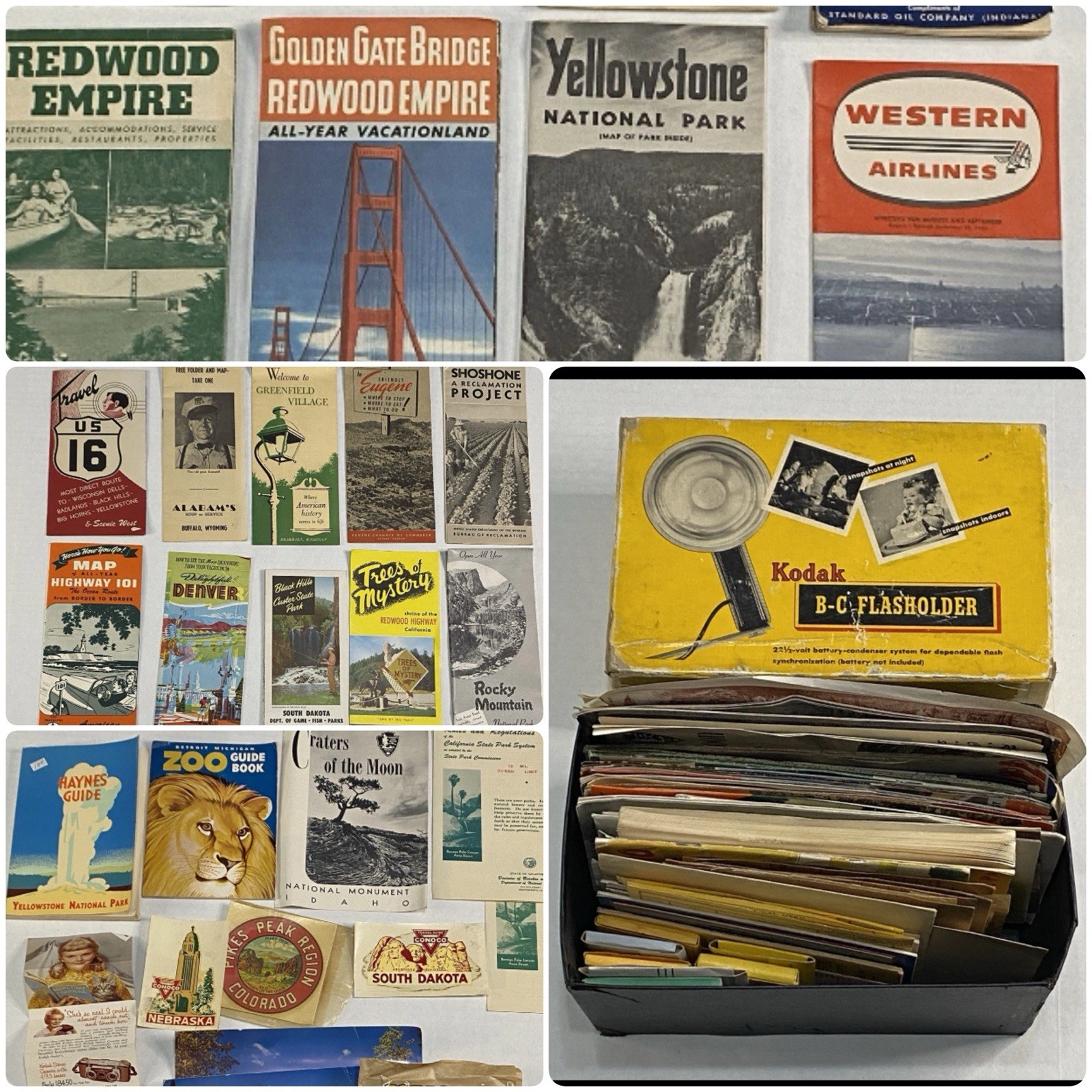 Vintage Americana Ephemera Lot Natl Parks Road Trip Oil & Gas Maps Plus 40s–60s