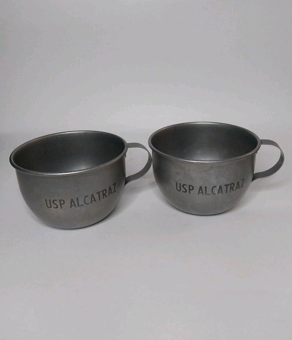 Set of 2 PAIR USP Alcatraz Vintage Metal Souvenir Cup Decorative Replica