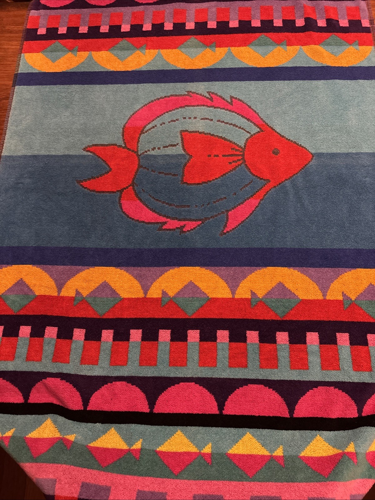 Vintage Franco Vibrant Fish 90’s Beach Towel 32”x 55” 100% Cotton Made In Brazil Vintage Franco Vibrant Fish 90’s Beach Towel 32”x 55” 100% Cotton Made In Brazil