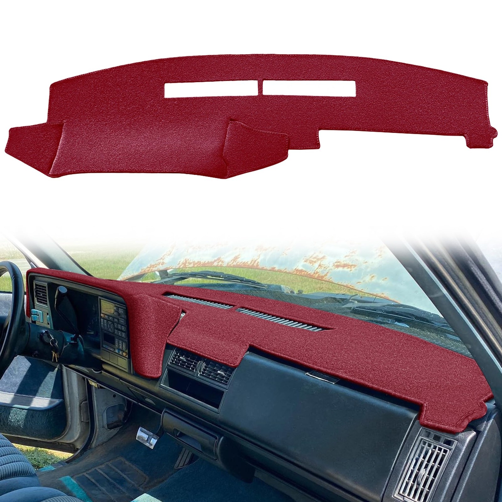 Yiz Dash Cover Mat for Chevy Chevrolet Silverado/GMC 88-94, 88-94 Maroon 