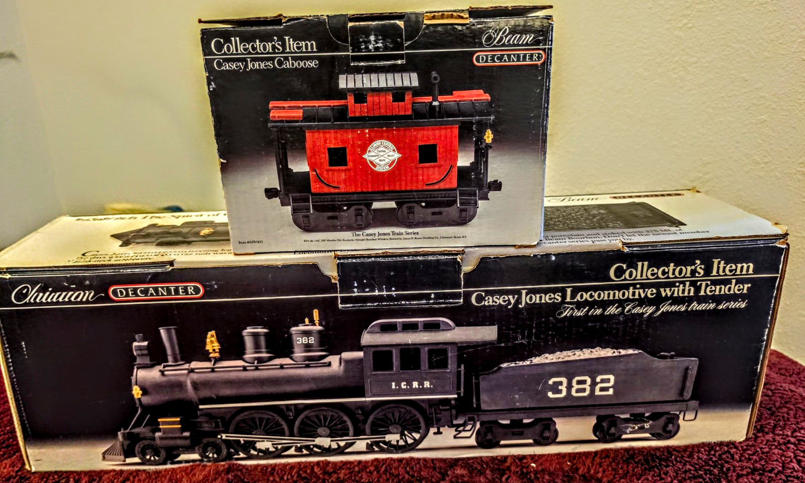 Jim Beam Casey Jones Locomotive w/ Tender 382 & Caboose Decanter