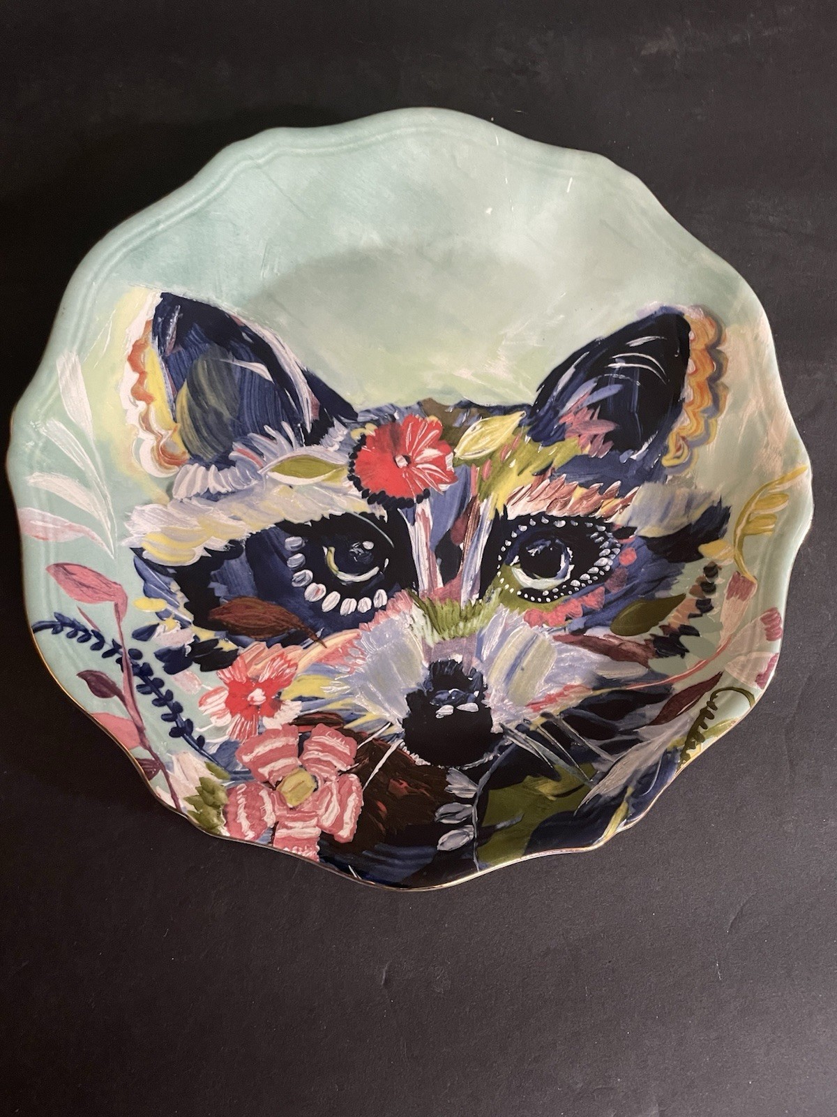 Anthropologie Starla M. Halfmann Plate Dusk Raccoon Dessert 8