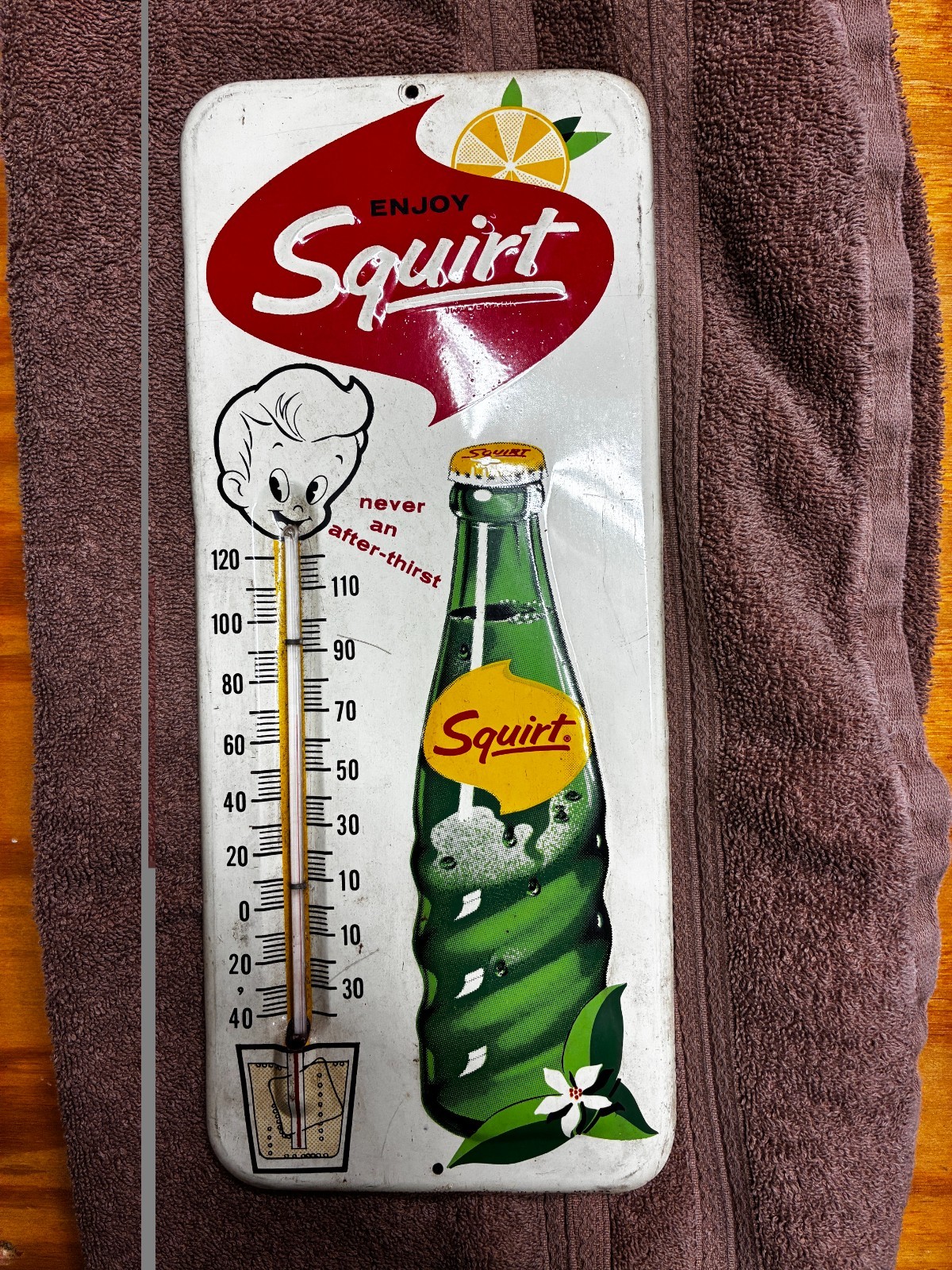 Vintage SQUIRT Never An After-thirst Thermometer - 1963 - Very Nice Condition Vintage SQUIRT Never An After-thirst Thermometer - 1963 - Very Nice Condition