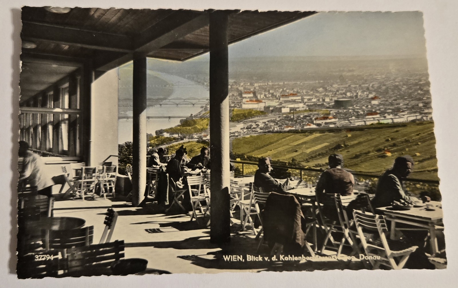 Vtg Unused Colorized Postcard Blick v. d Kahlenberg Donau Wien Austria Vienna M2