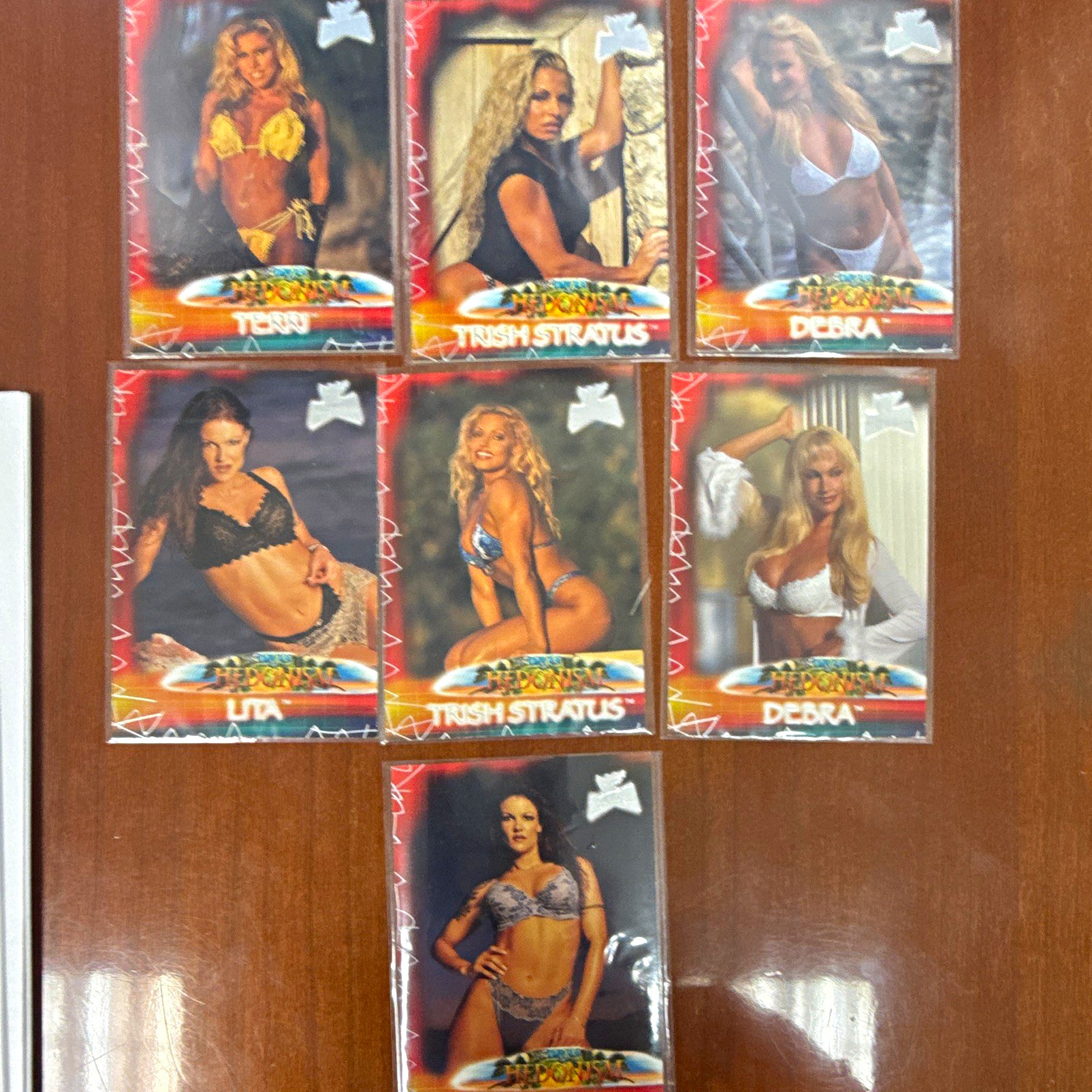 2001 Fleer WWE Divas Hedonism 7 card lot - Trish Stratus (2), Lita (2) and more