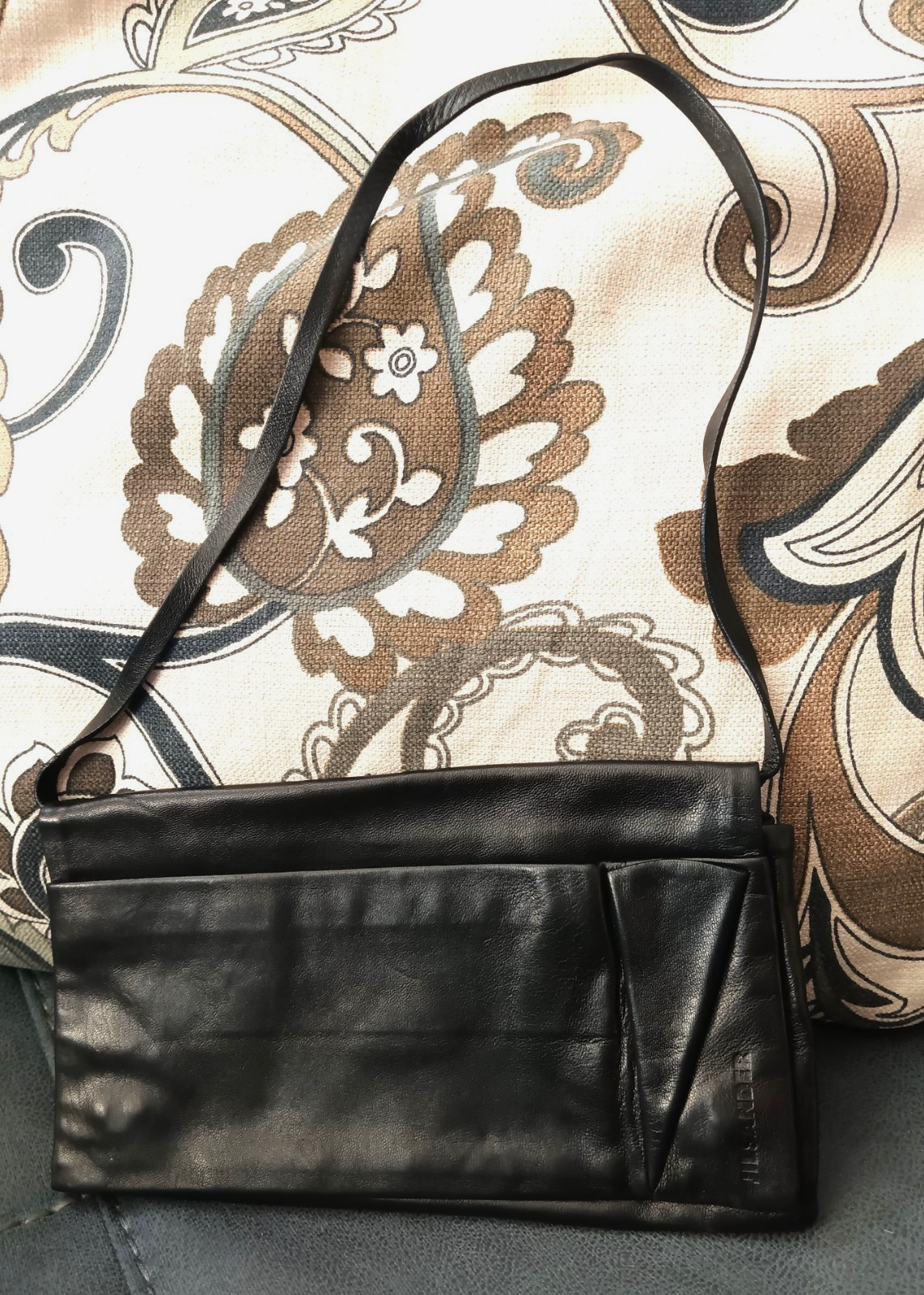 Jil Sander black lamb leather handbag made in Italy Retail $875.