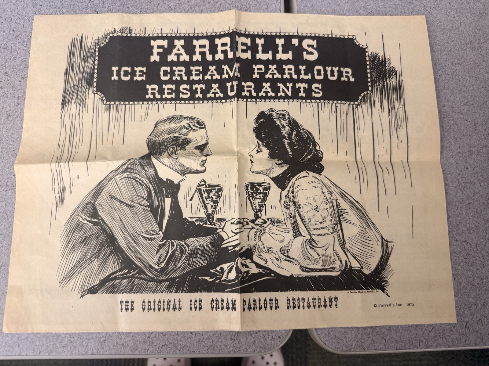 1970 Farrell’s Ice Cream Parlour Menu Vintage Fold Out Retro USA