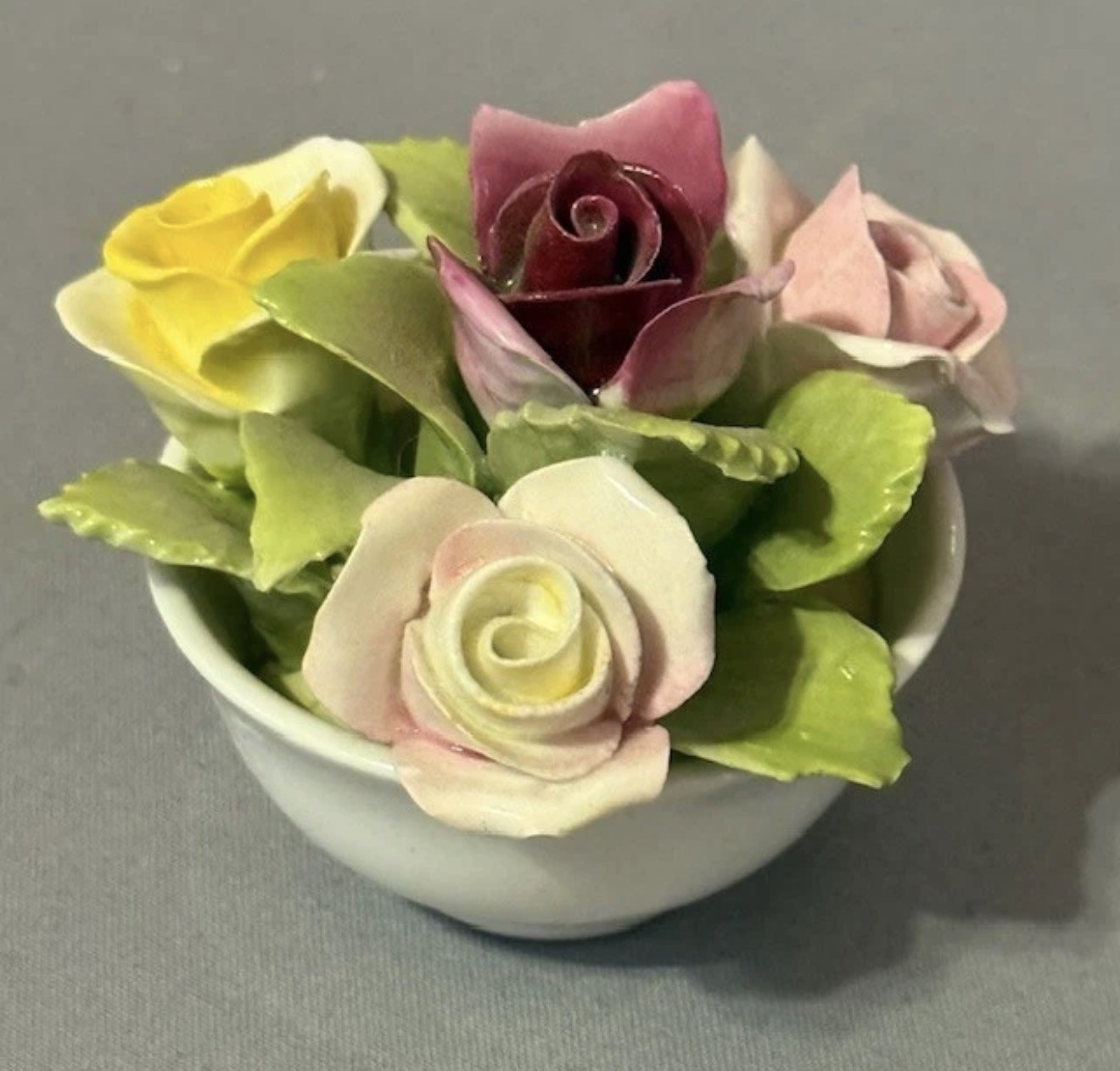 vintage Coalport Bone China bouquet of flowers white pot 1750 England