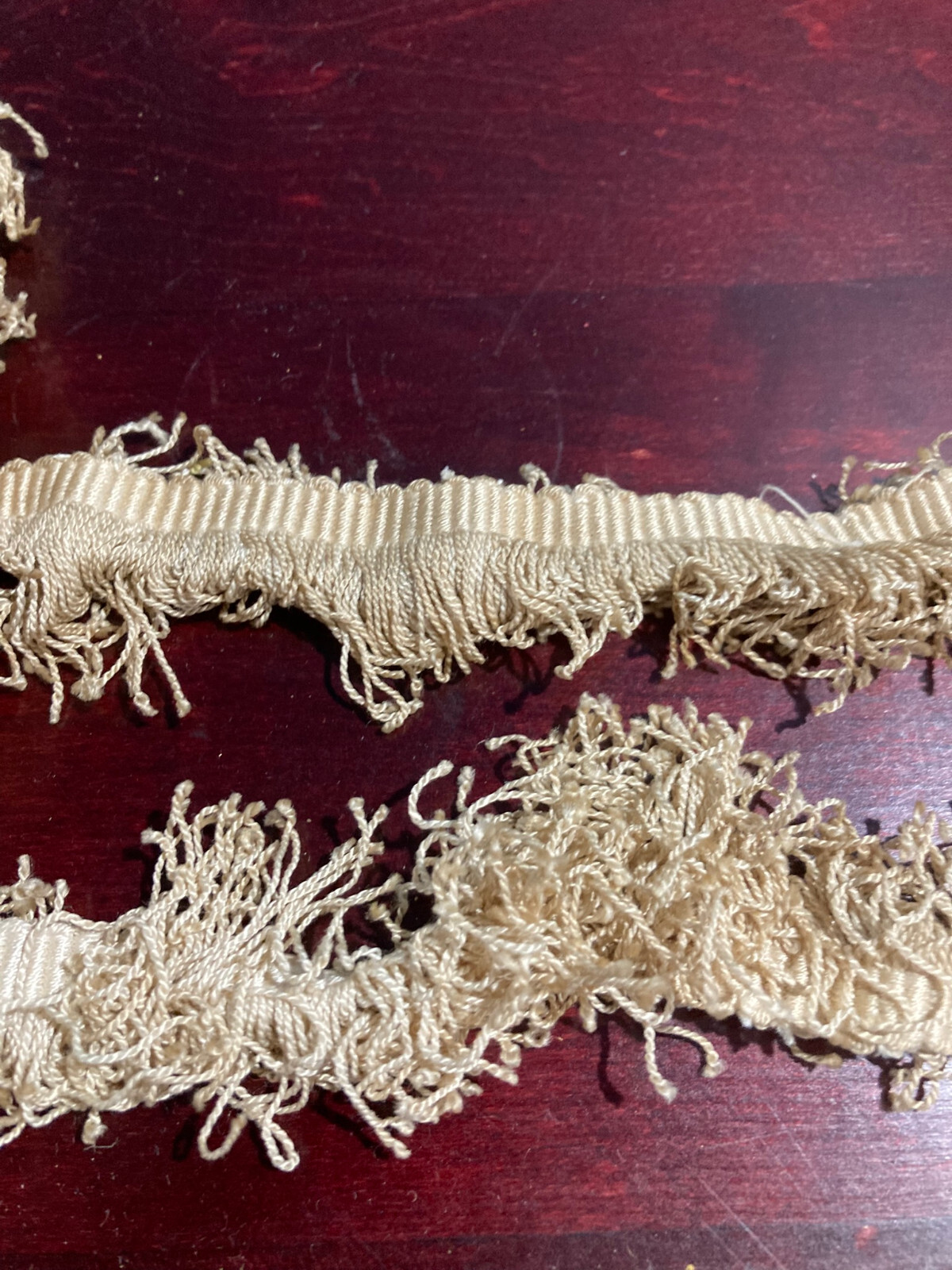 2\'\'  Thin Bullion Fringe Cotton Antique Beige   80\'\' Long