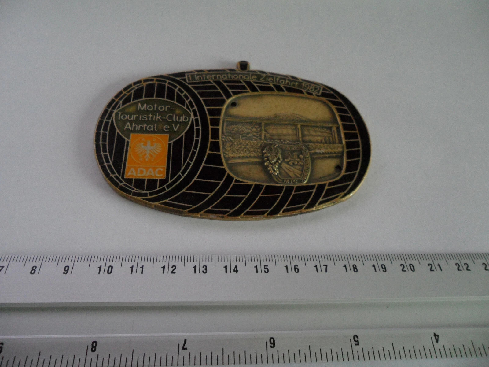Vintage Car Grill Badge Sign ADAC MTC Ahrtal International Zielfahrt Emblem Auto