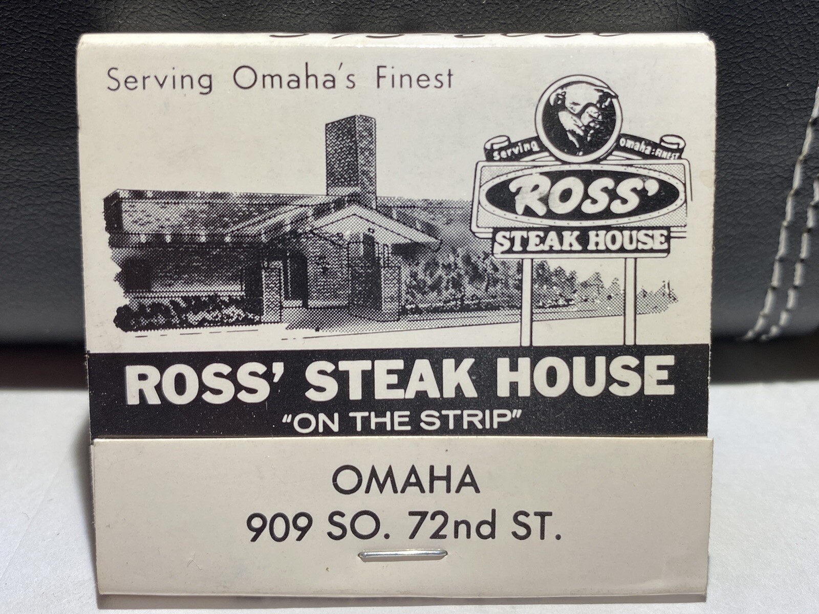 ROSS STEAK HOUSE OMAHA Full Unstruck Vintage Matchbook Advertising Z