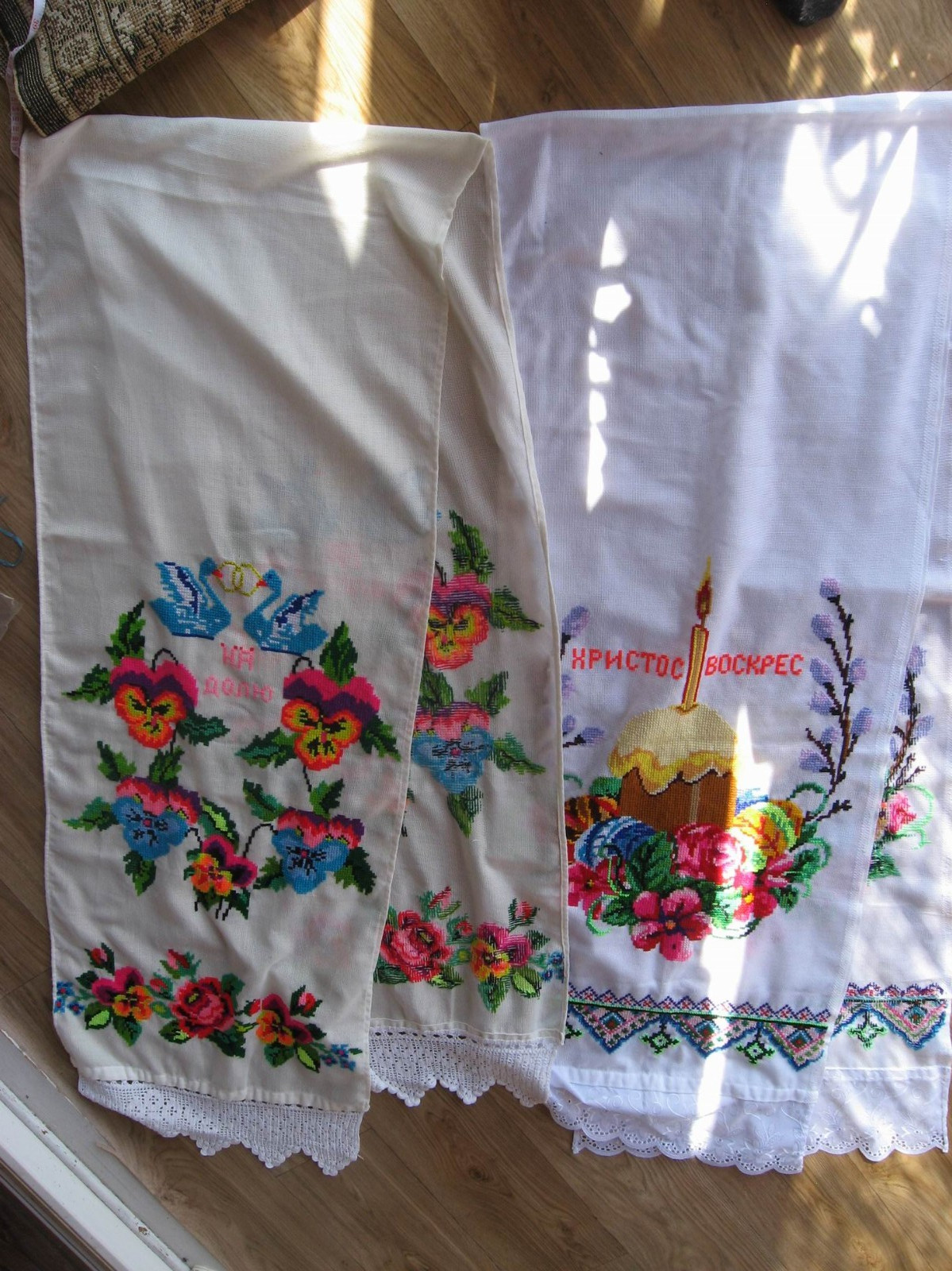 Two Antique UKRAINIAN RUSHNYK RUSHNIK UKRAIN Cherkas Old Hand Embroidery Towel